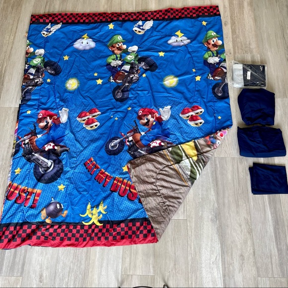 Super Mario Kart “Eat my dust”Twin/Full reversible comforter Twin Bedding 4pcs - Picture 4 of 7